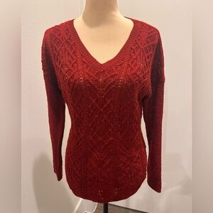 ♥️ Pink Rose V-Neck deep red sweater